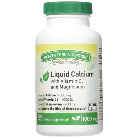 HEALTH THRU NUTRITION - Liquid Calcium and Magnesium with 1000 IU D3, Vitamin K