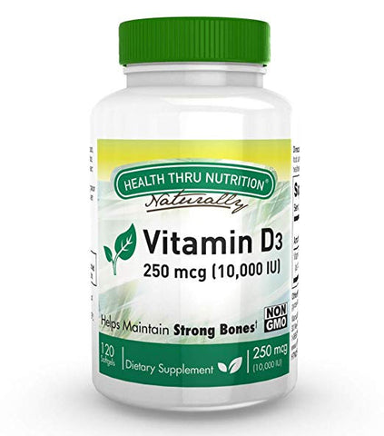 HEALTH THRU NUTRITION - Vitamin D3 250mcg 10,000 IU