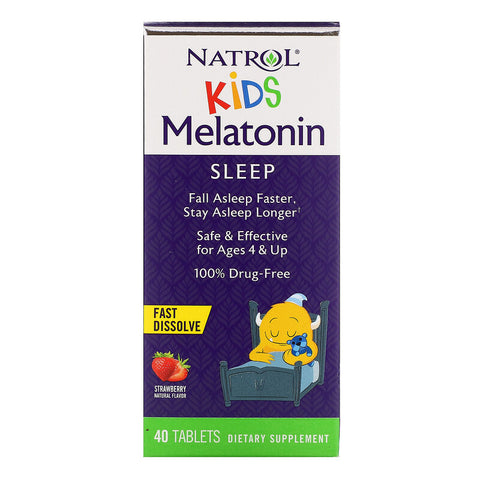 NATROL - Kids Melatonin 1mg Strawberry Fast Dissolve - 40 Tablets
