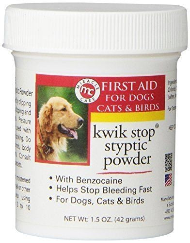 Styptic Powder for Dogs, Cats & Birds - 1.5 oz.