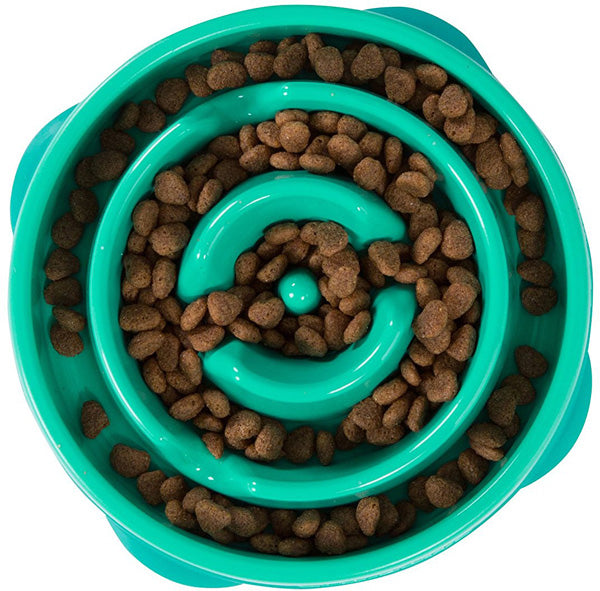 OUTWARD HOUND -  Fun Feeder Teal Drop Dog Bowl Large