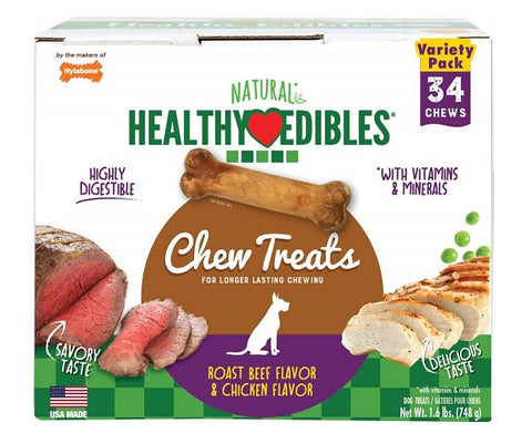 HEALTHY EDIBLES - Roast Beef & Chicken Chew Treats Variety Pack Petite