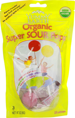 Yummy Earth Super Sour Organic Lollipops