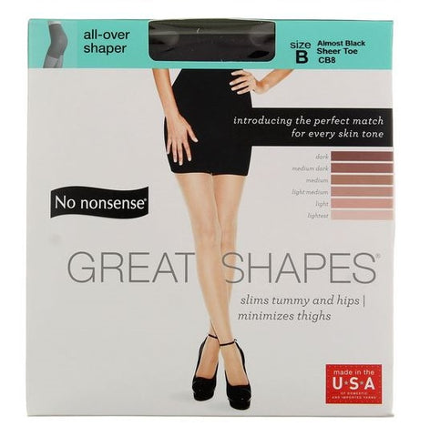 NO NONSENSE - Great Shapes Body Shaping Pantyhose Almost Black Sheer Toe Size B