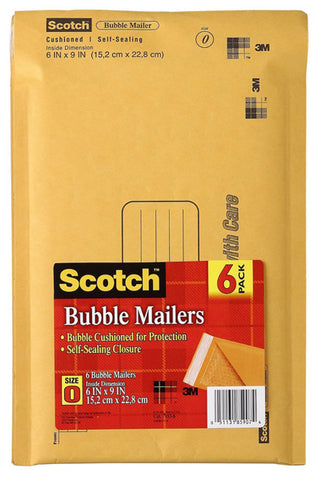 SCOTCH - Bubble Mailer, 6 in x 9 in, Size #0