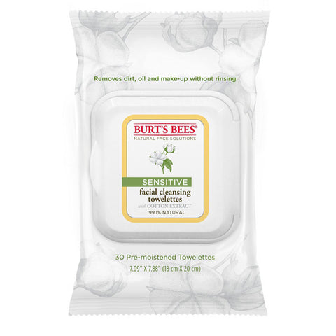 BURT'S BEES - Sensitive Facial Cleansing Towelettes with Cotton Extract