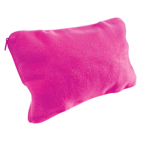 TRAVEL SMART - Inflatable Fleece Travel Pillow Pink