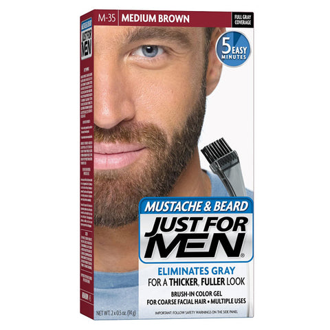 COMBE - Just For Men Brush-In Color Gel for Mustache & Beard Medium Brown M-35