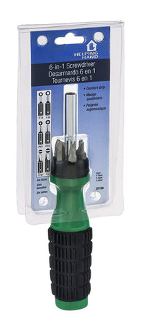HELPING HAND - 6-in-1 Multi Bit Screwdriver Green and Black