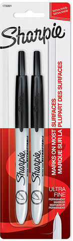 SHARPIE - Retractable Permanent Markers Ultra Fine Point Black