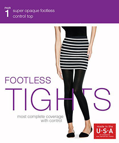 NO NONSENSE - Women's Super Opaque Control Top Footless Tight Black Large