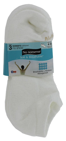 NO NONSENSE - Soft & Breathable Cushioned No Show Socks 4-10 White