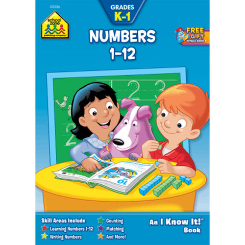 SCHOOL ZONE - Numbers 1-12 K-1 Workbook