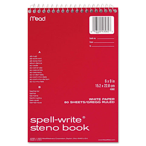 MEAD - Spell-Write Steno Book Gregg Rule 6" x 9" White