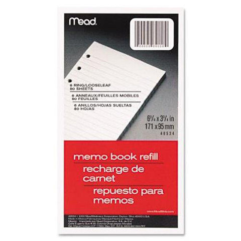 MEAD - Vinyl Loose-Leaf Memo Book Refill 6-3/4" x 3-3/4" White