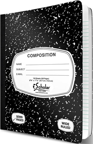 iSCHOLAR - Composition Book Wide Ruled Black Marble Cover