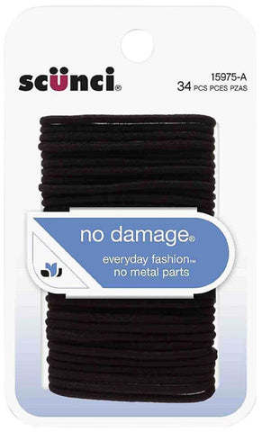 SCUNCI - Elastic No Damage Hair Bands Black Medium