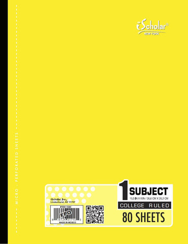 iSCHOLAR - Coil-Less 1-Subject Notebook College Ruled 10.5 x 8-Inches