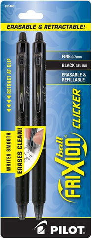 FRIXION - Clicker Retractable Erasable Gel Pens Fine Point Black Ink