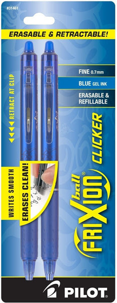 FRIXION - Clicker Retractable Erasable Gel Pens Fine Point Blue Ink