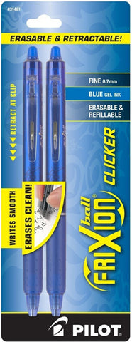 FRIXION - Clicker Retractable Erasable Gel Pens Fine Point Blue Ink