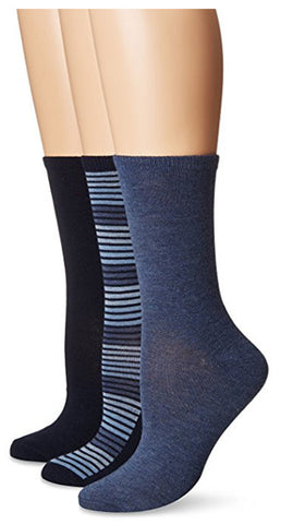 NO NONSENSE - Women's Striped Flat Knit Crew Sock