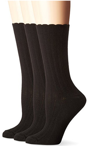 NO NONSENSE - Women's Scallop Pointelle Sock Black