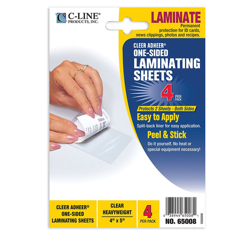 C-LINE - Heavyweight Cleer Adheer Laminating Film Sheets, Clear, 4 x 5 Inches