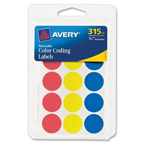 AVERY - Assorted Color-Coding Labels, 3/4" Round