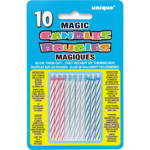 UNIQUE - Assorted Striped Magic Relighting Trick Birthday Candles