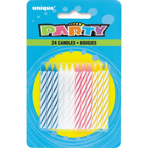 UNIQUE - Assorted Color Striped Birthday Candles