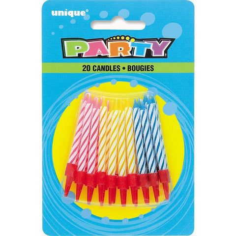 UNIQUE - Assorted Spiral Birthday Candles in Holders