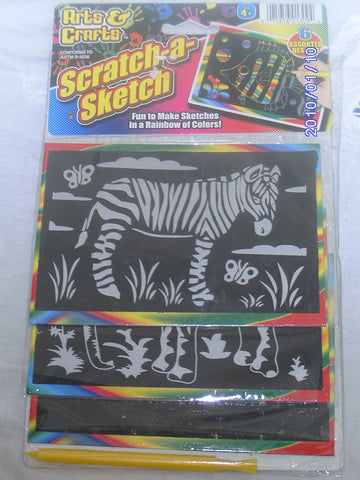 JA-RU - Scratch-a-Sketch 6 Assorted Designs, Black