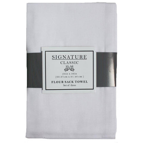 J & M - White Flour Sack Towel 24" x 36"