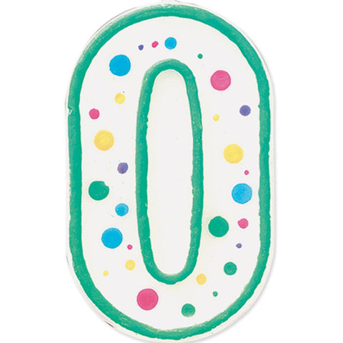 WILTON - Polka Dot Numeral Candle, 3-Inch by 1.5-Inch, No. 0 Green