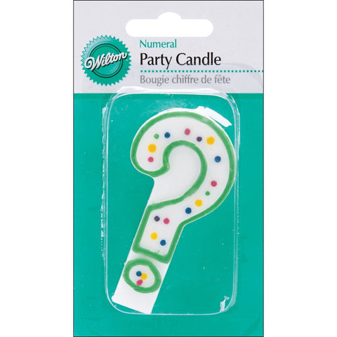 WILTON - Question Mark Polka Dot Numeral Candle, 3-Inch, Green