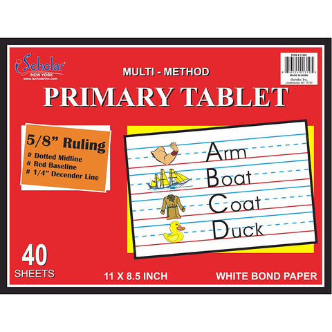 iSCHOLAR - Multi-Method Primary Tablet, .625 Inch Ruling, 11 x 8.5 Inches