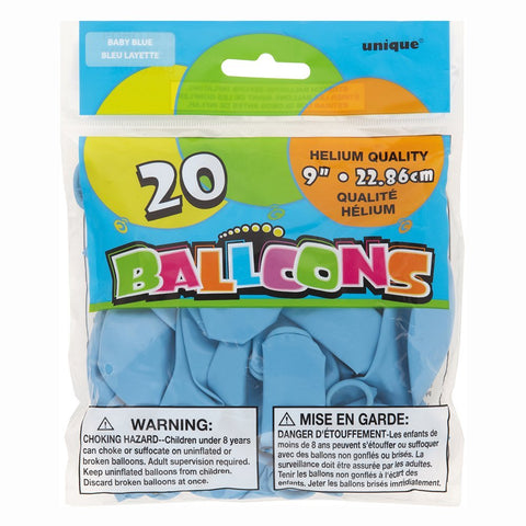 UNIQUE - 9" Latex Baby Blue Balloons