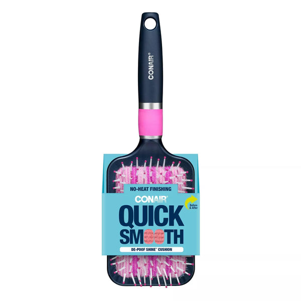 CONAIR Quick Smooth De-Poof Shine Cushion Paddle Hairbrush
