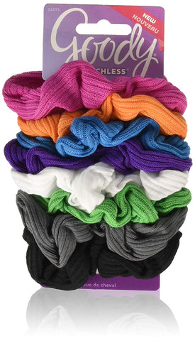 GOODY Ouchless Ribbed Hair Scrunchies Bright Stripe Weave Assorted Colors