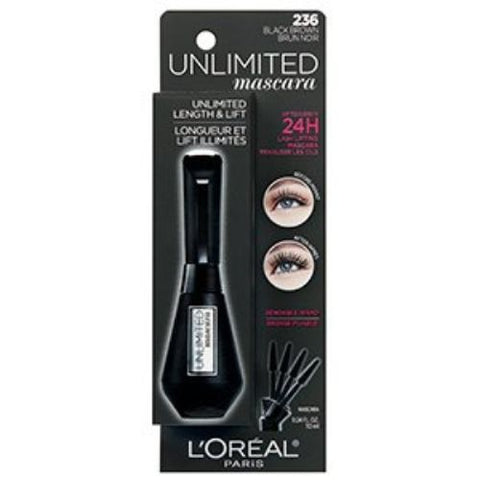 L'OREAL Unlimited Lash Lifting and Lengthening Washable Mascara Black Brown