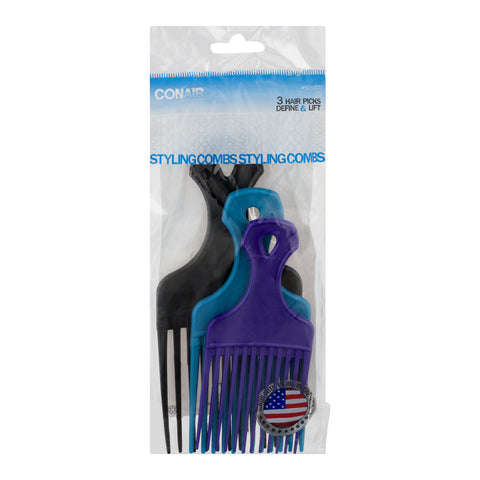CONAIR - Define and Lift Hair Pick Combs Multicolor