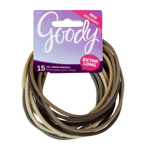 GOODY - No Metal Hair Elastics Extra Long Multicolor