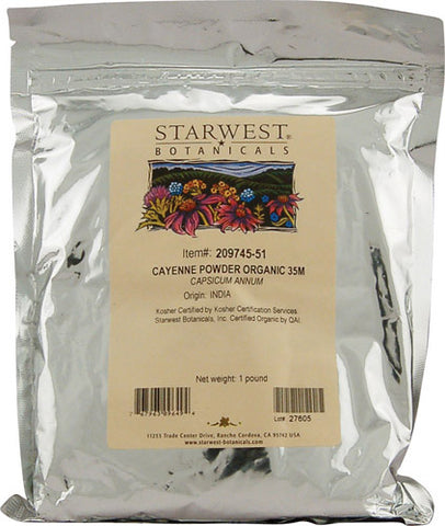 Starwest Botanicals Organic Cayenne Pepper Pwd 35000 H U