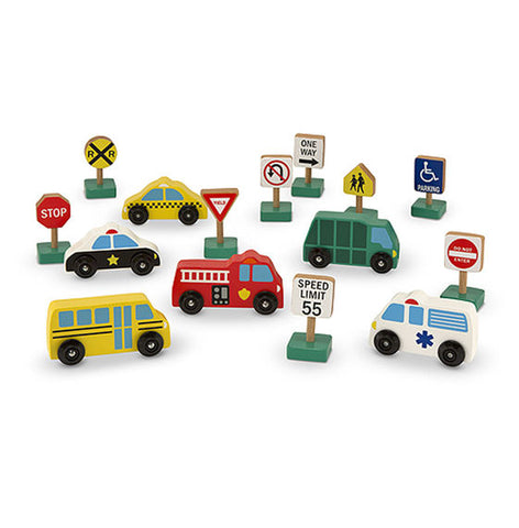 Melissa & Doug - Wooden Vehicles And Traffic Signs