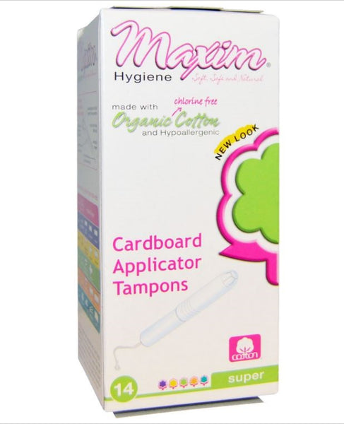 Maxim Hygiene Products Organic Cotton Cardboard Applicator Tampons Super