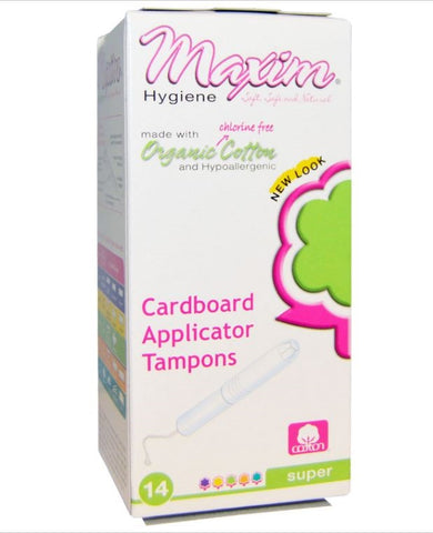 Maxim Hygiene Products Organic Cotton Cardboard Applicator Tampons Super