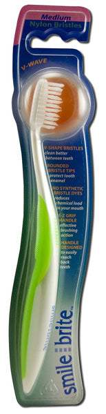 Smile Brite Fixed Head Nylon Toothbrush V Wave Medium