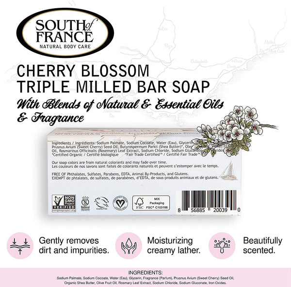 SOUTH OF FRANCE - French Milled Bar Soap Cherry Blossom - 6 oz. (170 g)