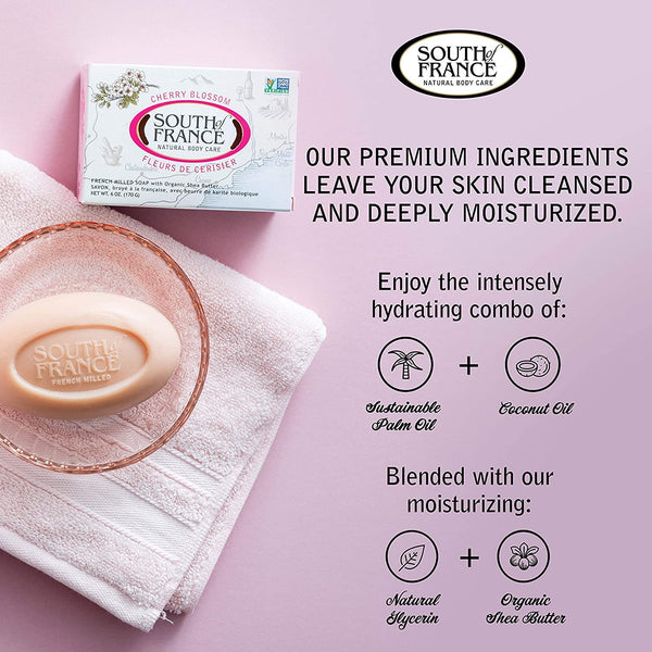 SOUTH OF FRANCE - French Milled Bar Soap Cherry Blossom - 6 oz. (170 g)